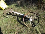Old Wooden Axle with Steel Wheels