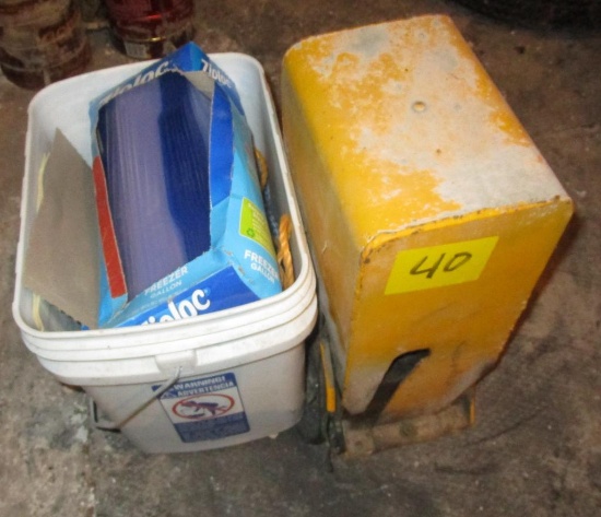 Rope, Ziploc bags and Metal Box (heavy)