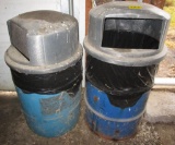 2 - 55 Gallon Barrels with Trash Can Lids