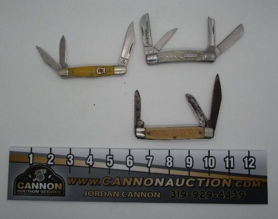 Two 3 Blade Knives and One 4 Blade Knife