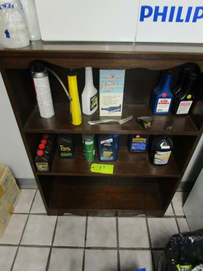 Wooden Shelf with Misc, Oil