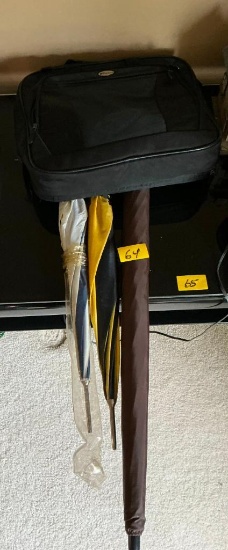 Umbrellas and Brief Case