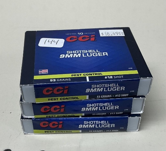 CCI 9mm 30 Rounds of Pest Control