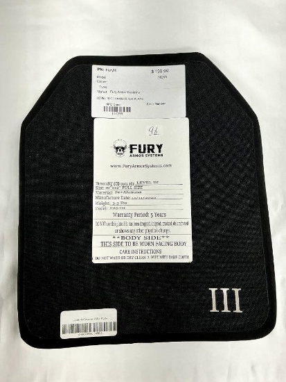 Fury Armor Syatems, Level III, Ceramic Rifle Plate, Full Size