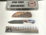 Iowa River Knifeworks Knife with Flag Handle and Sheath
