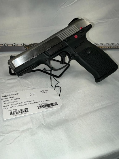 Ruger SR40, 40 S&W, Barrel is Marked 9MM but is 40S&W, Used, SN-342-60625