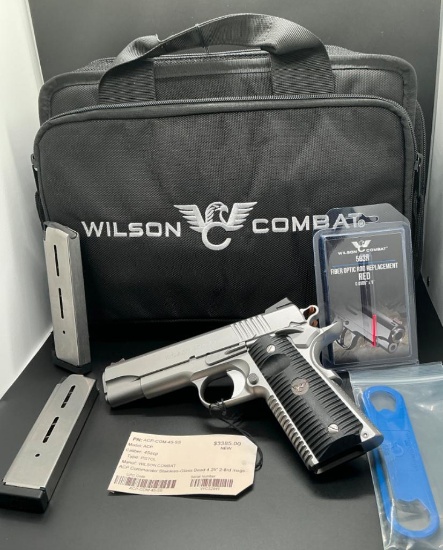 Wilson Combat ACP Commander, 45 ACP, Stainless-Glass Bead, 4.25", 2-8 rd mags, New, SN- WC32941