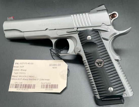 Wilson Combat ACP, 45 ACP, Stainless, 5", 2-8 rd mags, New, Sn-WC35293