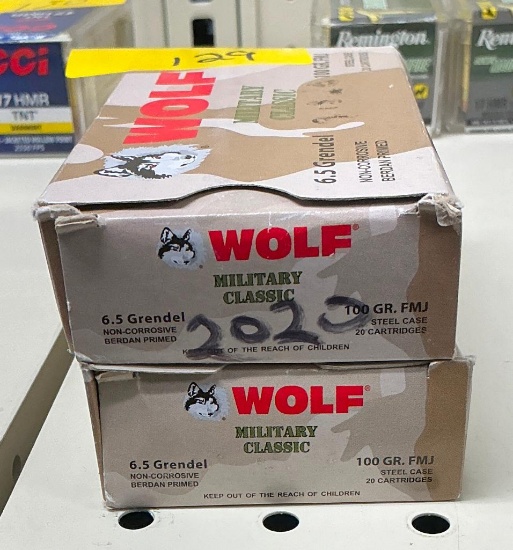 40 Rounds Wolf 6.52 Grendel Ammo