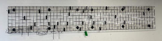 2- 2'x6' Gridwall Panels, Inlcudes Wall Mount Brackets and Peg Hooks Hanging on them