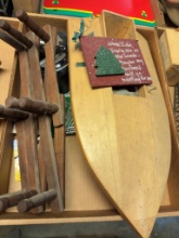 Wood Model Boat and Wooden Wall Ladder