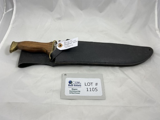 SERRATED EDGE BOWIE KNIFE IN SHEAF