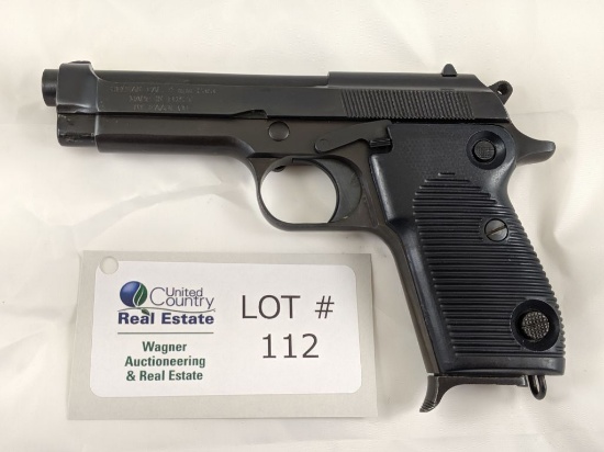 MADDI HELWAN BRIGADIER MODEL SEMI-AUTOMATIC PISTOL 9MM CALIBER, (8) ROUND FINGERTIP EXTENSION MAGAZI