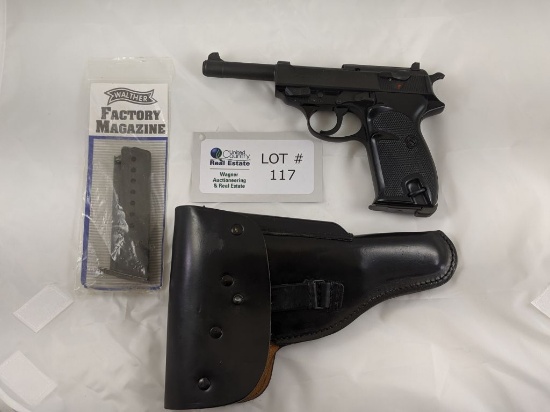 WALTHER P-1 MODEL SEMI-AUTOMATIC PISTOL 9MM CALIBER, 5” BARREL, ALL ORIGINAL NEW AND UNFIRED WITH TH