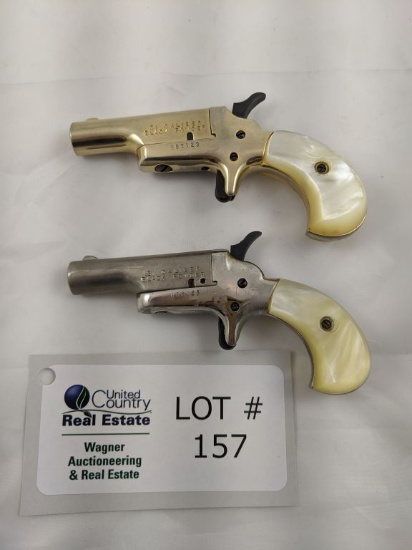 PAIR OF BUTLER SINGLE SHOT DERRINGER (1 GOLD - 1 SILVER) IN 31 BLACK POWDER