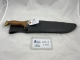SERRATED EDGE BOWIE KNIFE IN SHEAF