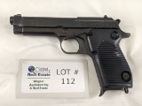 MADDI HELWAN BRIGADIER MODEL SEMI-AUTOMATIC PISTOL 9MM CALIBER, (8) ROUND FINGERTIP EXTENSION MAGAZI