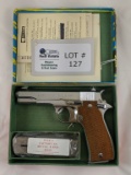 STAR MODEL SUPER SM SEMI-AUTOMATIC PISTOL .380 CALIBER, NICKEL FINISH, CHECKERED WOOD GRIPS, 4” BARR
