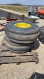 14L16.1 3 RIB FRONT TRACTOR TIRES ON 8 HOLE FRONT