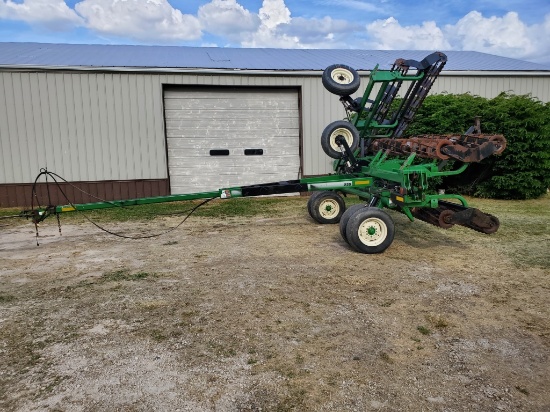 J&M 225 30’ Double Basket, Serrated, No Buster Bar, Welds on Hitch, hitch bent