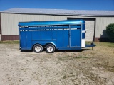 1995 Monarch Bumper Pull Stock Trailer, 16’x6’, Side Door, Swing Back Door w/Slider, Wood Floor, Mat
