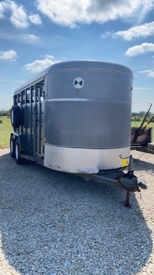 "1998 CORN PRO 16' BUMPER PULL STOCK TRAILER CUT GATE