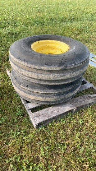 Pair 11.00-16 stomil tri rib on 6 bolt rims