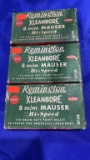 (3) boxes Remington Kleanbore 8 M/M Mauser,  Hi Speed, 170 Grain soft point bullet, 20 cartridges