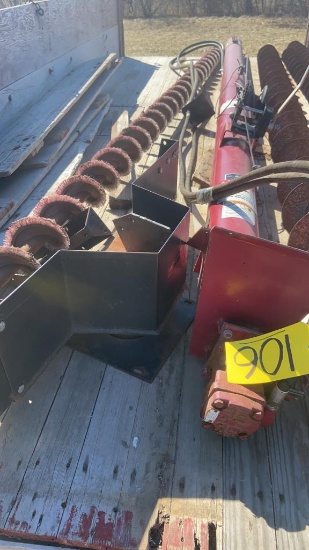 Wagon Mounted J&M Seed Auger w/Hopper,  New Poly Auger, Used Brush Auger