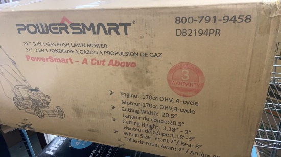 New In Box PowerSmart Self Propelled Mower, Bagger