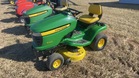JD X300 Riding Mower, 42” Deck, Kawasaki 22HP ,369 Hrs