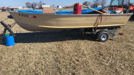 1986 Starcraft 14' Deep V Boat, 10HP Johnson and Trailer