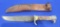 Hunting Type Knife with Case Hunting type knife with sheath, handle is stag, no markings, appears to