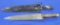 Large Double Edged Dagger Large double edged dagger, no markings, wooden handle and comes with case,