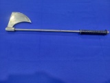 Replica Battle Ax Replica battle ax, metal shaft, skull crusher on end, measures 25