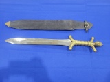 Small Heavy Duty Sword Small heavy duty sword, brass handle that looks like Buddha, no markings, mea