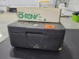 Small Locking Safe & Shooting Chrony Small insulated locking sage, does not appear to have key, does