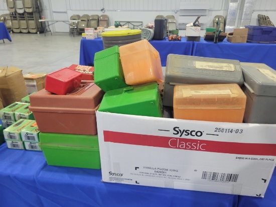 Plastic Ammo Containers Several smaller plastic ammo containers, all for reloads it appears, Various