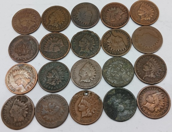 Indian Head Pennies Late 1800s QTY 20