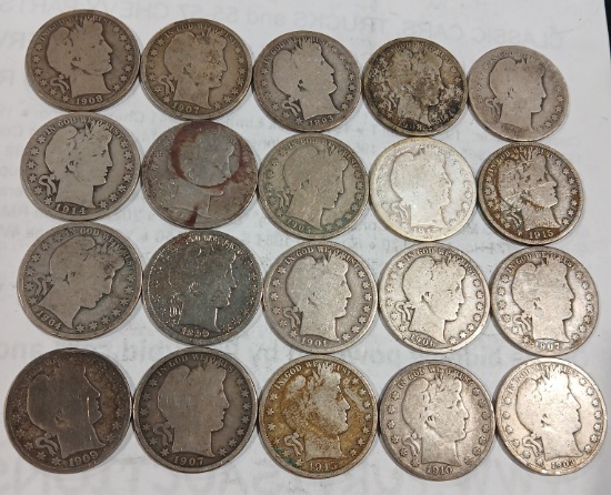 1893-1915 Barber Half Dollars 20 TIMES THE MONEY