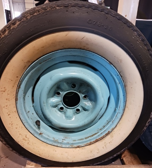 SET of 4 1955-57 Painted Wheels and  G78-15 Tires