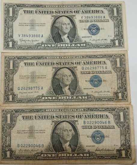 Silver Certificate Dollar Bills QTY 3