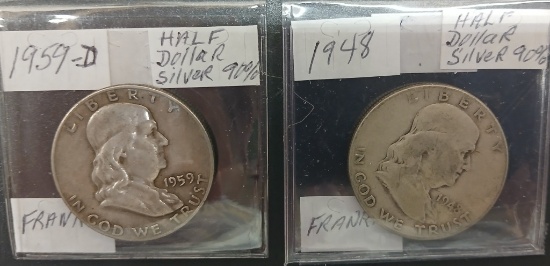 1948 and 1959-D Franklin Halfs QTY 2