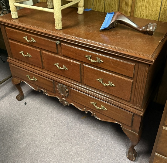 Cedar chest with ball and claw feet. 1 leg needs to be attached