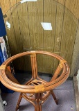 Large glass top rattan table