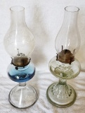 (2) antique oil lamps