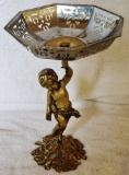 Brass cherub with dish