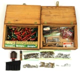 ASSORTED AMMO AND MISC IN WOODEN WINCHESTER BOXES