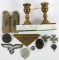 WWII GERMAN BADGE INSIGNIA & CANDLE HOLDERS LOT