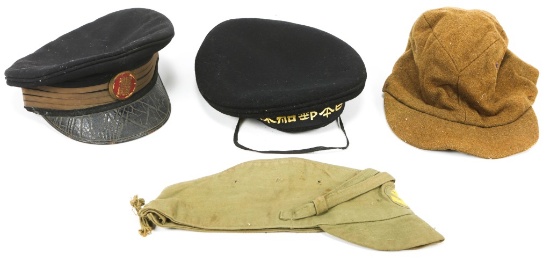 WWII JAPANESE ARMY & NAVY FIELD AND DRESS HAT LOT